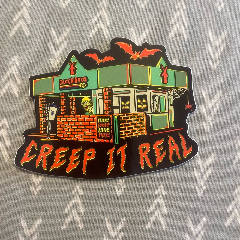Dutch Bros Halloween Sticker with Red and Green